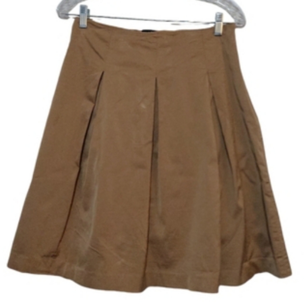 Talbots Versatile Bronze Tan Pleated Knee Length Skirt Size 4 Womans Old Money
